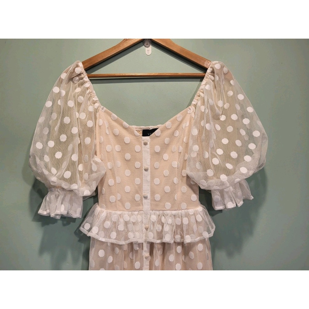 Vici Cream and White Polka Dot Midi Dress - Picture 2 of 10